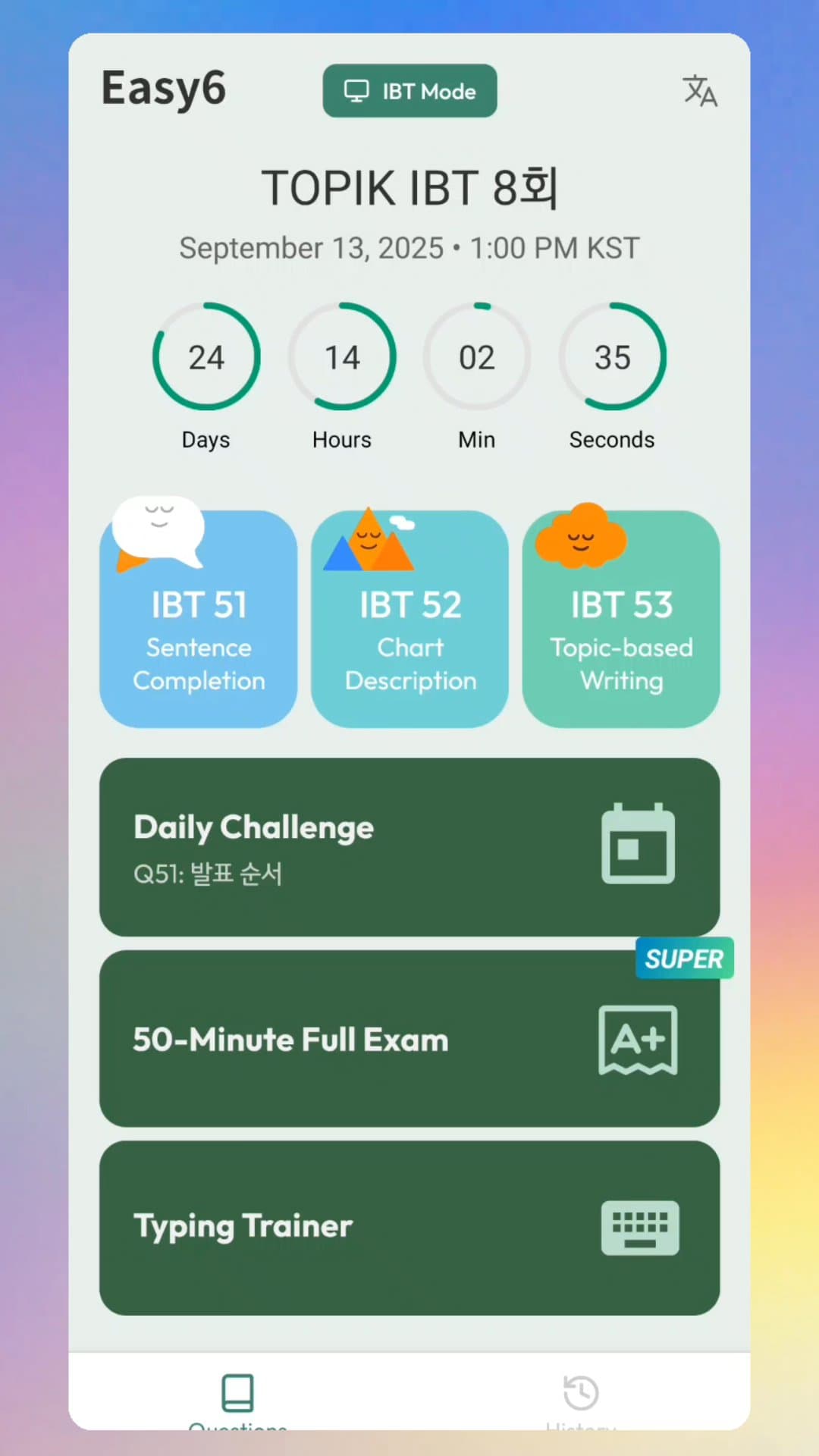 TOPIK IBT mock tests: Here you can practice with real IBT format questions